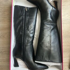 Black Leather Knee-High Boots